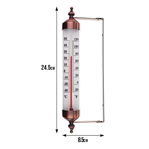 Outside Thermometer with Bronze Effect Design - Stylish Outdoor Thermometer Suitable for Outside Wall Greenhouse Garage