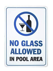 monifith swimming pool safety sign no glass allowed in pool area pool rules signs 8x12 inch
