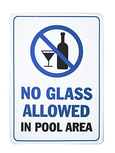 Monifith Swimming Pool Safety Sign No Glass Allowed in Pool Area Pool Rules Signs 8X12 Inch