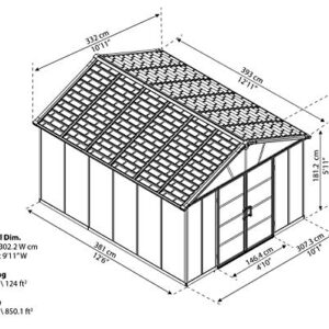 Palram - Canopia | Yukon 11x13 Storage Shed, Gray