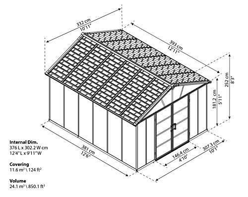 Palram - Canopia | Yukon 11x13 Storage Shed, Gray