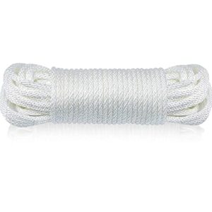 huouo 1/4" flagpole rope - solid braid polyester flag halyard line designed for flag pole (50 feet)