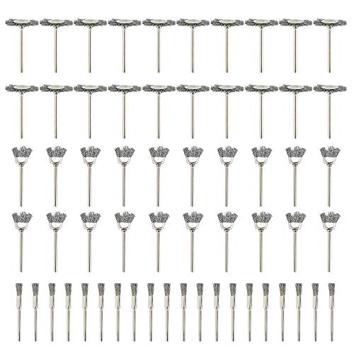 60 Pcs Wire Brushes Set, Rocaris Steel Wire Wheels Pen Brushes Set Kit Accessories for Rotary Tool