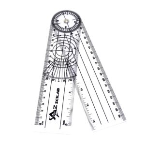 A2ZSCILAB Plastic 8" Spinal Goniometer 360 Degree ISOM Physical Therapy Angle Protractor Ruler