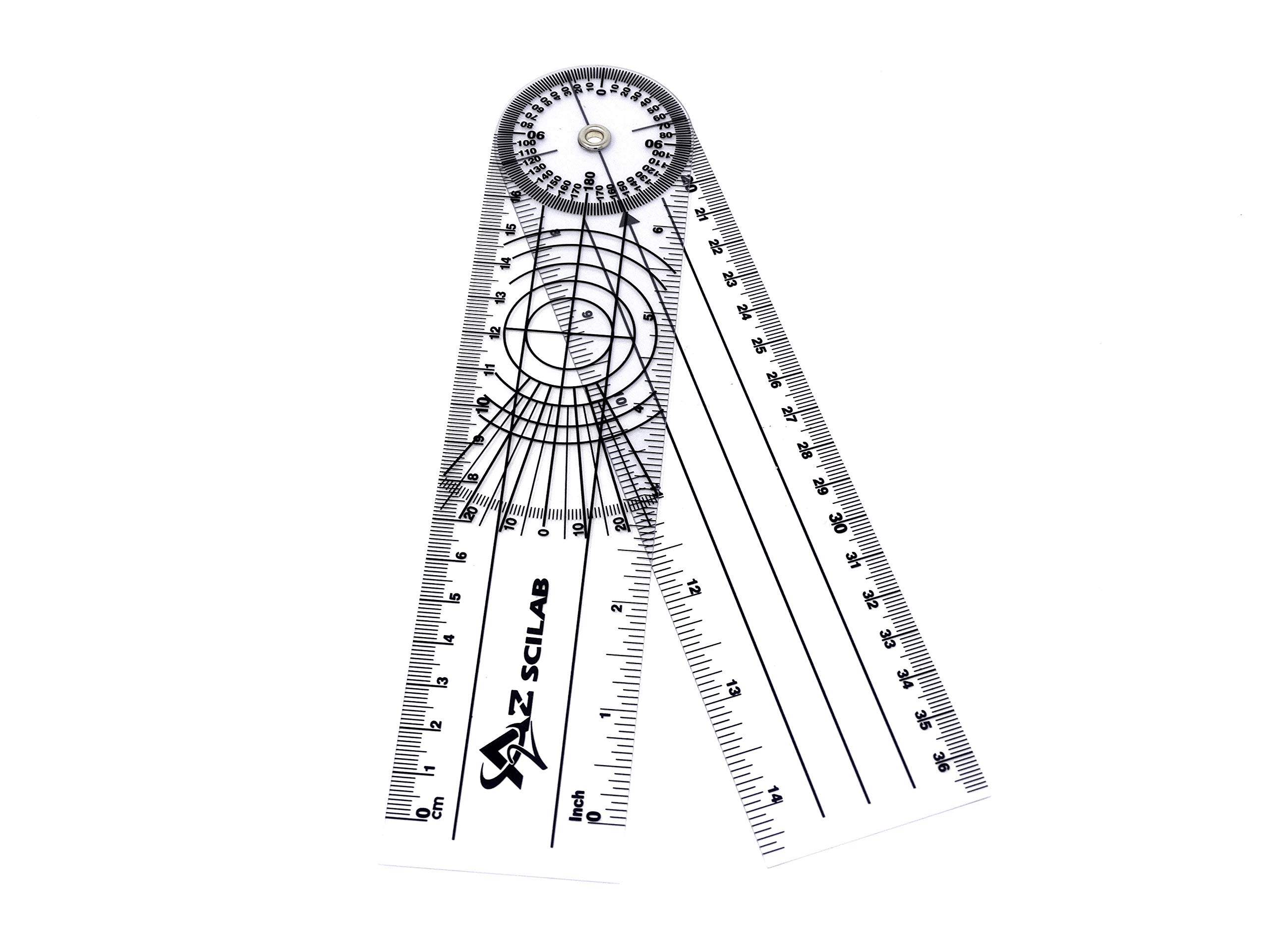 A2ZSCILAB Plastic 8" Spinal Goniometer 360 Degree ISOM Physical Therapy Angle Protractor Ruler