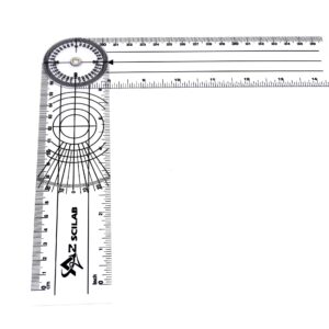 A2ZSCILAB Plastic 8" Spinal Goniometer 360 Degree ISOM Physical Therapy Angle Protractor Ruler