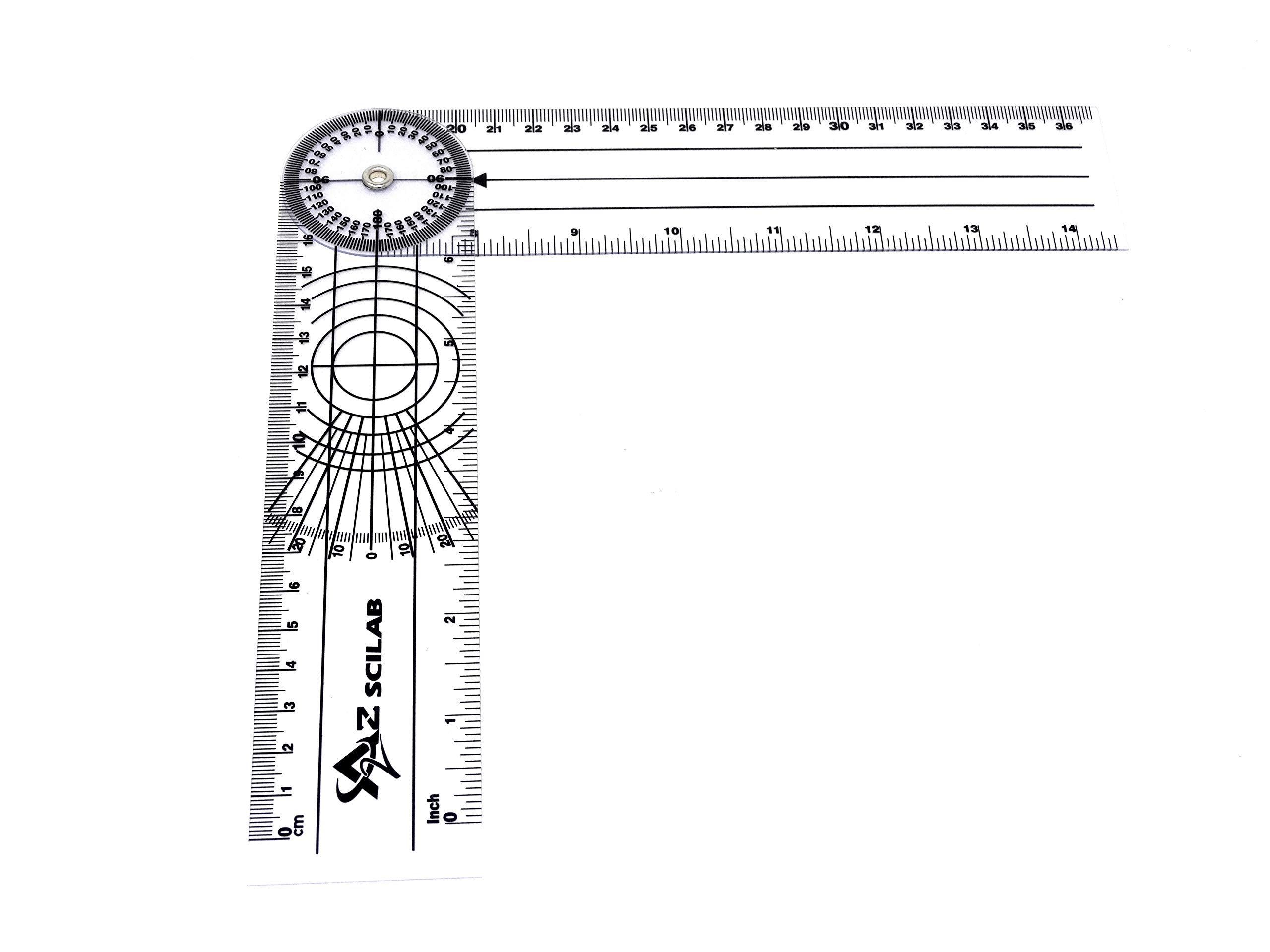 A2ZSCILAB Plastic 8" Spinal Goniometer 360 Degree ISOM Physical Therapy Angle Protractor Ruler