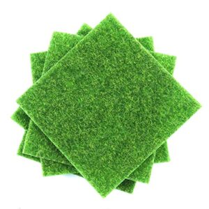 ELCOHO 10 Pieces Artificial Garden Grass Lawn Life-Like Fairy Artificial Grass Lawn Miniature Fairy Garden Ornament Dollhouse Decoration, 6 x 6 Inches