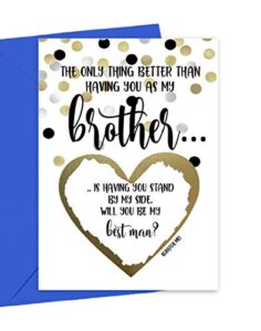 will you be my best man scratch off card for brother, bridal party proposal card from bride and groom, best friend (brother best man)