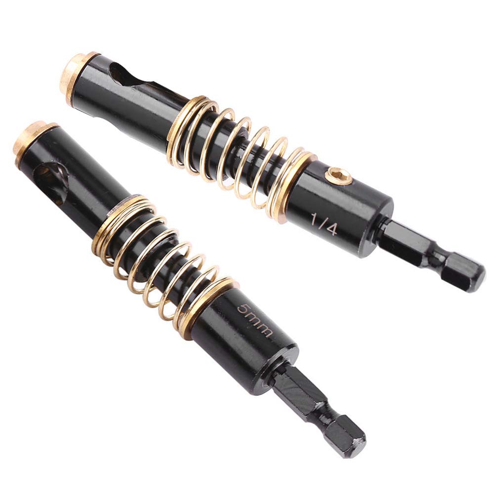 Yakamoz 2Pcs 1/4-Inch Hex Shank Center Drill Bit Set Door Window Cabinet Self Centering Hinge Tapper Core Hole Openning Puncher Bits Woodworking Tools 5mm 1/4''