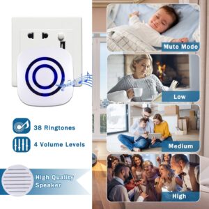 Seanme Motion Sensor Alarm, Wireless Driveway Alarm, Home Security Business Detect Alert with 4 Sensor and 1 Receiver,38 Chime Tunes - LED Indicators for Indoor Use