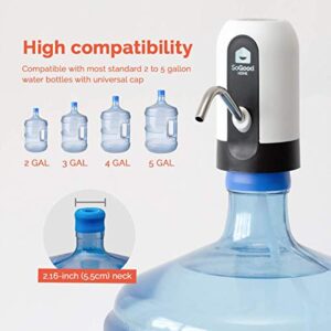 Water Dispenser 5 Gallon Bottle by SoGood - Carrying Pouch and 2 Hoses - Water Gallon Dispenser - Automatic Drinking Water Pump Portable - BPA Free - USB Charging - Ideal for Outdoor or Kitchen