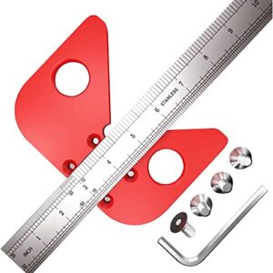 eigno center scribe gauge center scribe measuring tool，aluminum alloy center finder,woodworking line caliber gauge,45/90 degree right angle line gauge carpenter ruler，removable and replaceable ruler.