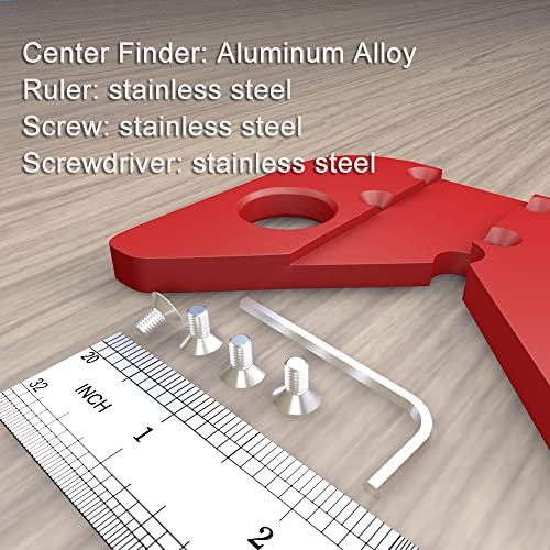 EIGNO Center Scribe Gauge Center Scribe Measuring Tool，Aluminum Alloy Center Finder,Woodworking Line Caliber Gauge,45/90 Degree Right Angle Line Gauge Carpenter Ruler，Removable and Replaceable Ruler.