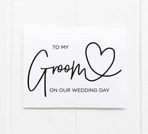 to my groom on our wedding day card from bride black and white modern wedding