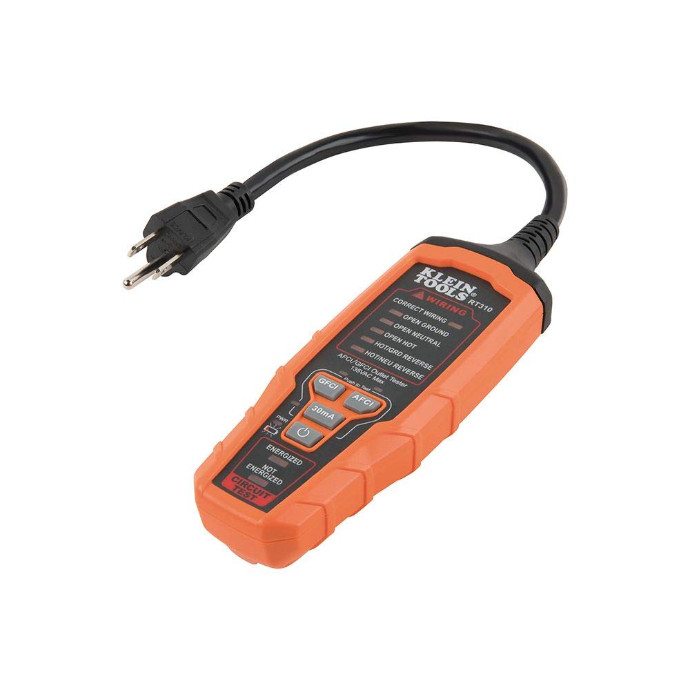 Klein Tools RT310 Outlet Tester, AFCI and GFCI Receptacle Tester for North American AC Electrical Outlets