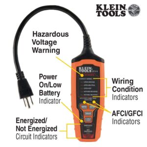 Klein Tools RT310 Outlet Tester, AFCI and GFCI Receptacle Tester for North American AC Electrical Outlets
