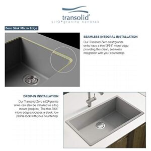 Transolid ZTSS3018-1T Zero Granite Super Single Bowl Dual Mount Kitchen Sink, Total White