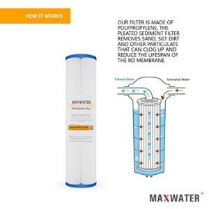 Max Water 3 Stage (Good for City & Cottage Water) 10 inch Standard Water Filtration System for Whole House - Pleated Sediment + Sediment + GAC - ¾" Inlet/Outlet - Model : WH-SW3