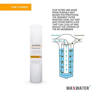 Max Water 3 Stage (Good for City & Cottage Water) 10 inch Standard Water Filtration System for Whole House - Pleated Sediment + Sediment + GAC - ¾" Inlet/Outlet - Model : WH-SW3