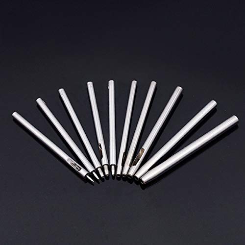 10Pcs Leather Hole Punch Cutter 0.5mm-5mm Leather Working Tools for Leather Watch Bands Belts Canvas Paper Plastics Round Hollow Hole Punch Cutter Tool (Round Hole Punch)