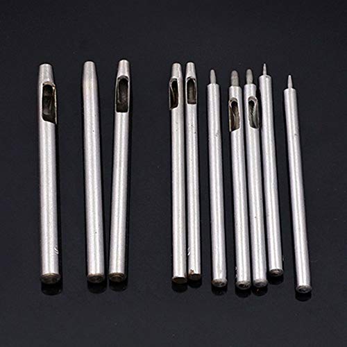 10Pcs Leather Hole Punch Cutter 0.5mm-5mm Leather Working Tools for Leather Watch Bands Belts Canvas Paper Plastics Round Hollow Hole Punch Cutter Tool (Round Hole Punch)