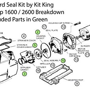 KitKing - Super Pump Seal Replacement for Hayward Go Kit 3. All 3 Gaskets & Shaft Seal. Fits All SP1600, SP2600 in Regular, X, VSP Models. SPX1600TRA SP1600Z2 PS-201 SPX1600R SPX1600S SPX1600T Pool