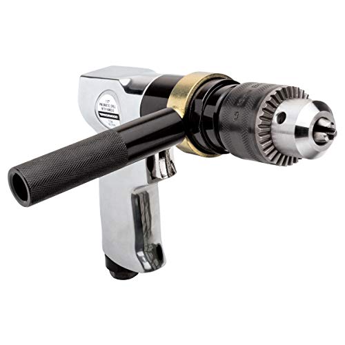 Eastwood Rockwood 1/2 in. Pneumatic Air Drill Reversible Gun Drill Variable Speed Drilling Tool Engraving Grinder 360 Degree Reversible Dead Handle