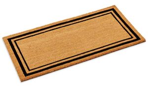 kempf double border large coco coir mat, rubber vinyl backing, great for double doors, indoor outdoor entrance rug, 24 x 48-inch, black