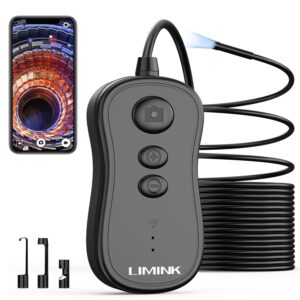 wireless endoscope, limink 50ft snake camera, inspection camera with ip67 waterproof, wifi borescopes 2.0 mp hd drain camera for android and ios smartphone, iphone, ipad, samsung -black(50ft)