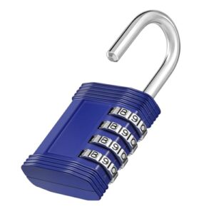 zhege combination lock, 4 digit outdoor waterproof padlock for school gym locker, fence, gate, toolbox (blue)