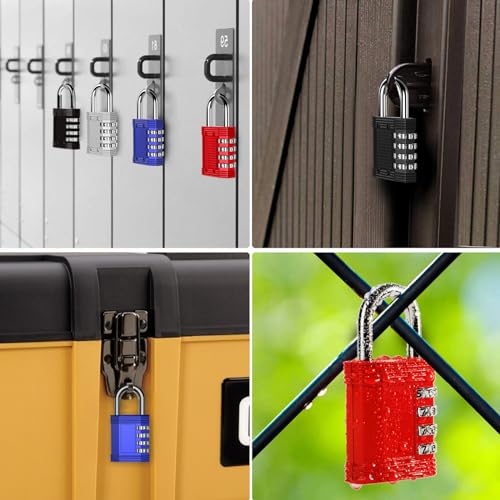 ZHEGE Combination Lock, 4 Digit Outdoor Waterproof Padlock for School Gym Locker, Fence, Gate, Toolbox (Blue)