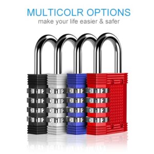 ZHEGE Combination Lock, 4 Digit Outdoor Waterproof Padlock for School Gym Locker, Fence, Gate, Toolbox (Blue)