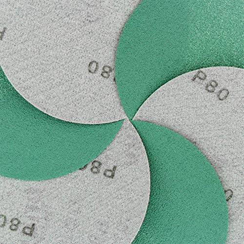 Dura-Gold Premium 5" Green Film Sanding Discs - 80 Grit (Box of 50) - Hook & Loop Backing Sandpaper Discs for DA Sanders, Finishing Coarse Cut Abrasive - Sand Automotive Car Paint, Woodworking Wood