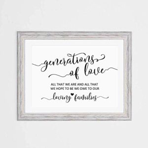 Generations of Love Wedding Sign Generations of Love Sign Wedding Generation Sign All That We Are and All That We Hope Wedding Quote UNFRAMED 8x10 inch