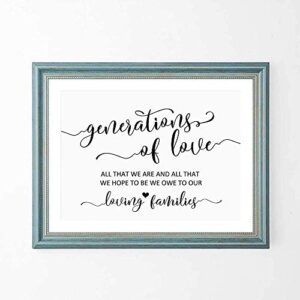 Generations of Love Wedding Sign Generations of Love Sign Wedding Generation Sign All That We Are and All That We Hope Wedding Quote UNFRAMED 8x10 inch