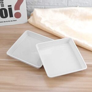 Yardwe 10 PCS Square Plastic Plant Saucer Tray Plant Pot Saucer Flower Pot Tray for Garden Potted Water Drips and Soil 5.9 x 5.9 x 1.1 Inch (White)