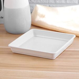 Yardwe 10 PCS Square Plastic Plant Saucer Tray Plant Pot Saucer Flower Pot Tray for Garden Potted Water Drips and Soil 5.9 x 5.9 x 1.1 Inch (White)