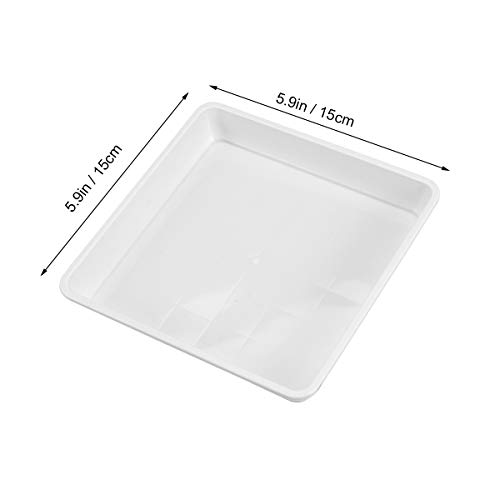 Yardwe 10 PCS Square Plastic Plant Saucer Tray Plant Pot Saucer Flower Pot Tray for Garden Potted Water Drips and Soil 5.9 x 5.9 x 1.1 Inch (White)