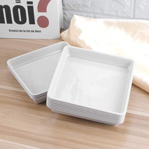 Yardwe 10 PCS Square Plastic Plant Saucer Tray Plant Pot Saucer Flower Pot Tray for Garden Potted Water Drips and Soil 5.9 x 5.9 x 1.1 Inch (White)