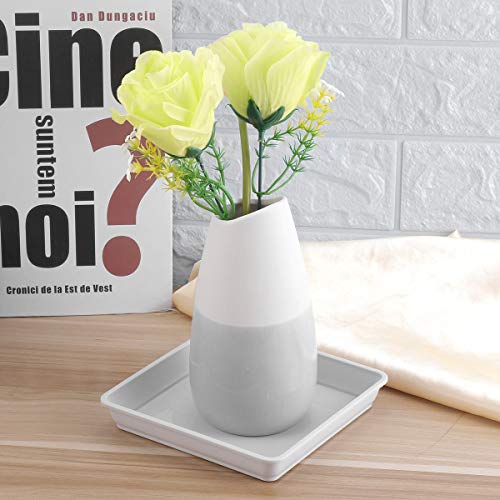 Yardwe 10 PCS Square Plastic Plant Saucer Tray Plant Pot Saucer Flower Pot Tray for Garden Potted Water Drips and Soil 5.9 x 5.9 x 1.1 Inch (White)