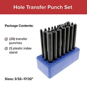 ABN Hole Transfer Punch Set for Steel, Wood, Etc – SAE Transfer Set – 28 Piece Transfer Punch Set 3/32 to 17/32in