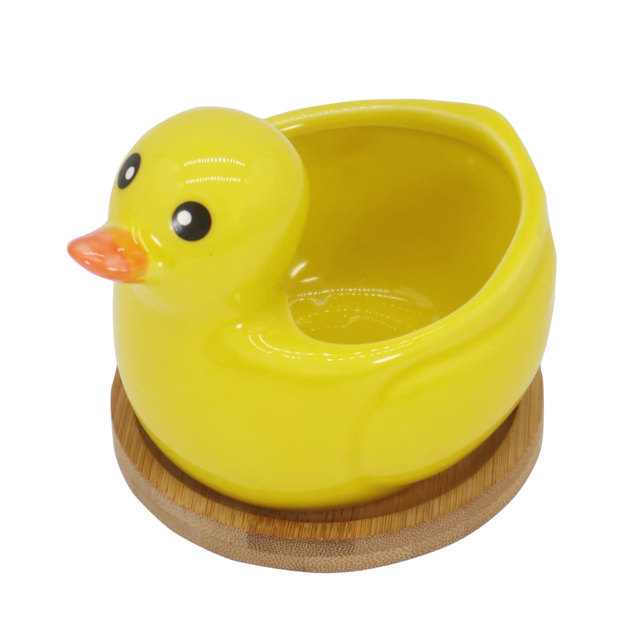 Gemseek Cute Duck Succulent Planter Pot with Drainage Tray, Yellow Ceramic Cactus/Flower Container, Animal Bonsai Holder for Indoor Plants