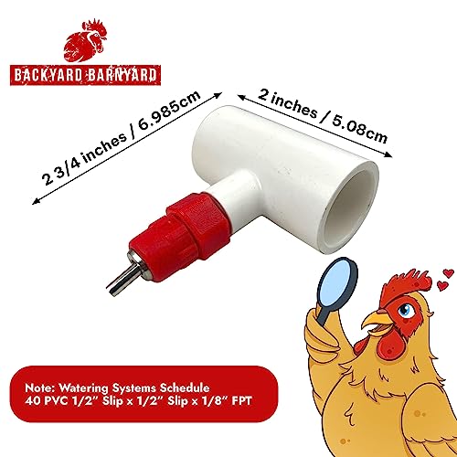 6 Pack Poultry Nipples + PVC Tee Fittings for Automatic Watering System Chicken Duck Quail