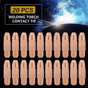 FTVOGUE 20Pcs Copper Contact Tip M6 for Euro Style Binzel 24KD MIG MAG Welding Torch Gas Nozzle Tip Holder Accessaries[0.8],Nozzles, Collets and Lenses