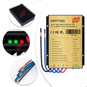 Mars Rock 0~600w Mini Wind Charge Discharge MPPT Controller IP67 Waterproof Regular Auto Match Wind Output DC AC 12/24v Voltage Wind Power System Ternary Lithium LFP Lead-Acid Gel Battery