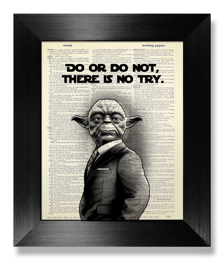 Star Wars Poster, Do or Do Not, There is No Try, Funny Inspirational Wall Art Husband Woman Teenage Girl Boy Bathroom Office Wall Decor, Yoda Quote Poster, Motivational Graduation Gift Him Her