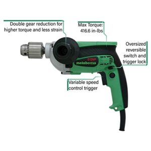 Metabo HPT Drill | 1/2-Inch| Corded | 9-Amp | 0-850 Rpm | Variable Speed Trigger | Form Fit Palm Grip | Contractor-Grade Cast Aluminum Gear Housing | Belt Hook | 5-Year Warranty | D13VF