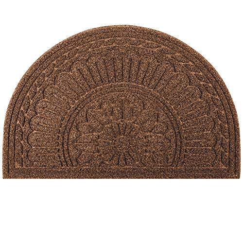 Mibao Door Mat Outdoor Indoor, 24" x 36", Half Round Door Mats, Non-Slip Front Door Mats Outdoor, Dirt Trapper Welcome Mats for Front Door, Back Door, Shoe Scraper, Coffee