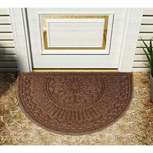 Mibao Door Mat Outdoor Indoor, 24" x 36", Half Round Door Mats, Non-Slip Front Door Mats Outdoor, Dirt Trapper Welcome Mats for Front Door, Back Door, Shoe Scraper, Coffee